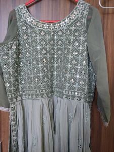 Green Grey Combination Heavy Work Nyara Suits