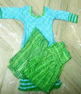 Blue & Green Cotton Salwar Kameez Set