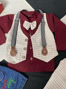 New Boys Burgundy & Plaid Outfit