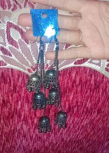 Black Silver 3 Layer Earrings