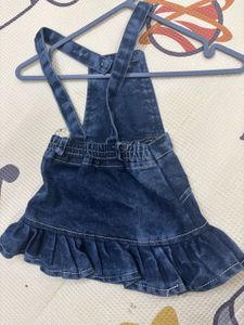 Baby denim dress and multicolour jacket combo