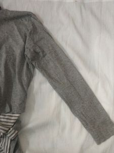 •GREY HIGH NECK KOREAN TOP•