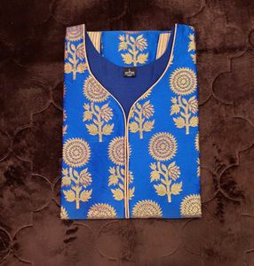 Blue & Gold Floral Print Kurti