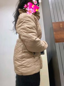 Beige Quilted Padded Jacket