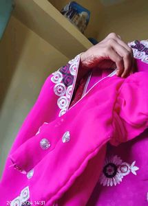Gorgeous Pink Embroidered Saree with Blouse