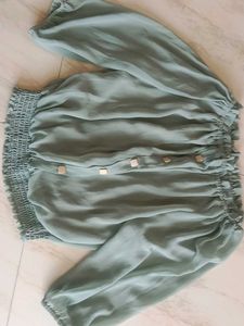 Sage Green Off-Shoulder Top