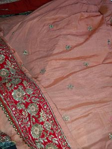 Red dabka work bridal lehnaga