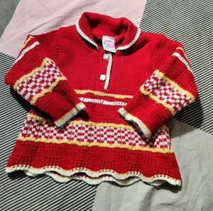 Adorable Red Knitted Baby Set