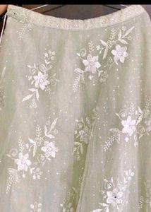 SEA GREEN NET EMBROIDERED PARTYWEAR LEHENGA CHOLI