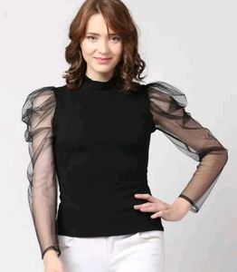 Black Net Full Sleeve Top And Tunic