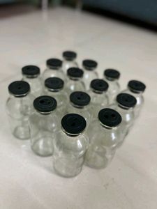15 Empty Glass Vials w/ Black Caps