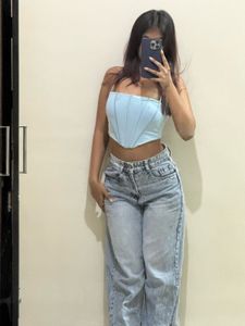 Blue Corset Crop Top