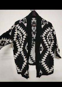 Tribal Print Open Front Cardigan