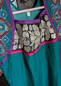 Embroidered Teal Ethnic Kurti