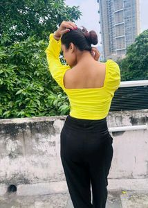 Yellow Long Sleeve Top 🎩 &amp; Satin Full Pant