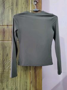 H&amp;M Olive Square Neck Long Sleeve Top/XS