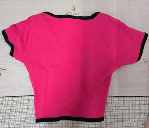 Trendy Hot Pink Button-Down Ribbed Crop Top with B