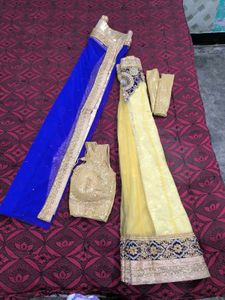 Elegant Yellow &amp; Blue Lehenga Choli Set