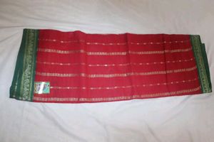 Red &amp; Gold Sari with Green Border