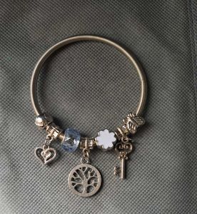 Charm Bracelet with Silver Tone Charms