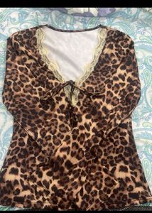 Leopard Print Lace Top