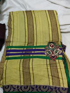 Striped Saree with Embroidered Detail