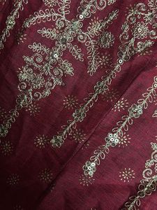 Red Anarkali Suit Set With Pant Dupatta