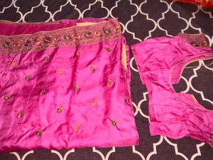 Elegant Pink Saree with Embroidery