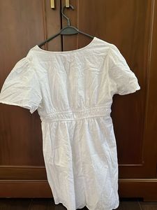 White Short Sleeve Mini Dress