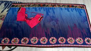 🇳🇿💫💗 Elegant Blue Embroidered Saree