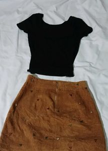 Brown Corduroy Skirt