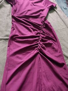 Wine Ruched Party Dress