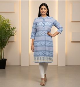 Blue Kurti Leggings Set