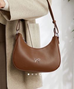 Brown Shoulder Bag with Bow Detail