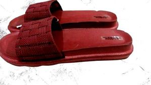 Burgundy Woven Slide Sandals
