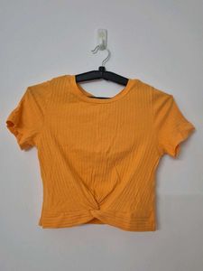 Orange Front Knot Crop Top