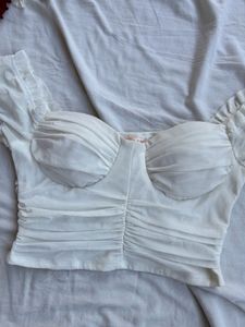 White Rouched Crop Top