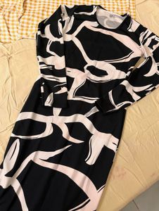 Abstract Print Long Sleeve Dress