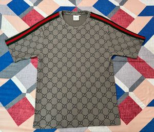 Gucci GG Monogram Web Stripe Ribbed Knit T-Shirt