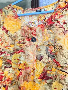 Crepe Yellow Printed Kurti