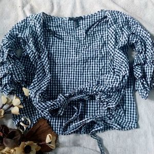 Gingham Tie-Front Crop Top