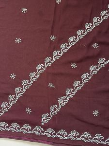 Maroon saree  with Embroidery