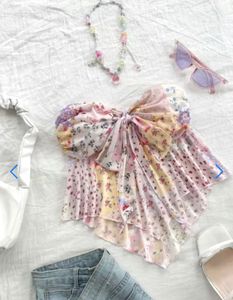 Cute Floral Patchwork Tube Top