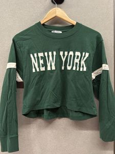 Green 'New York' Cropped Tee