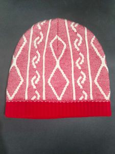 Red &amp; White Knit Beanie