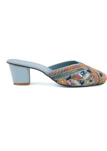 Embroidered Blue Mules