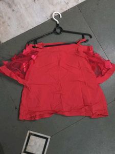 Red Cold Shoulder Top
