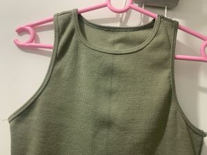Olive Green Crop Tank Top