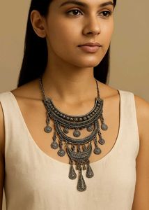oxidised boho necklace