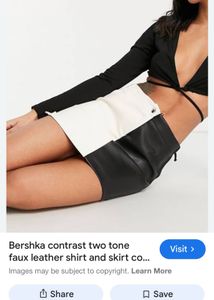 Pure Leather Branded Two-Tone Mini Skirt